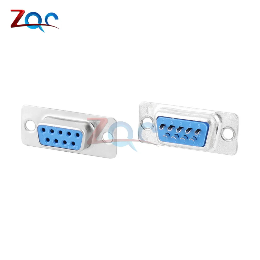 10PCS RS232 DB9 Connector Serial VGA 9 Pin Female 2 Rows Solder Type Plug D-SUB Male Plug Socket Connector