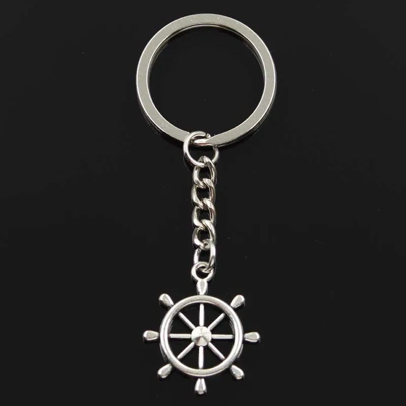 New Keychain 28x24mm ship's Wheel Helm Rudder Pendants DIY Men Car Key Chain Ring Holder Keyring Souvenir Jewelry Gift