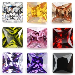 Size 1.5x1.5~10x10mm Various Color Square Shape Princess Cut Cubic Zirconia Stone 5A Loose CZ Synthetic Gems For Jewelry