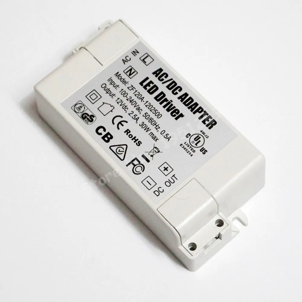 30W 2500mA MR16 MR11 LED Driver AC/DC Adapter Transformer Input AC 100V-240V Output DC 12V For LED spotlight and LED strip