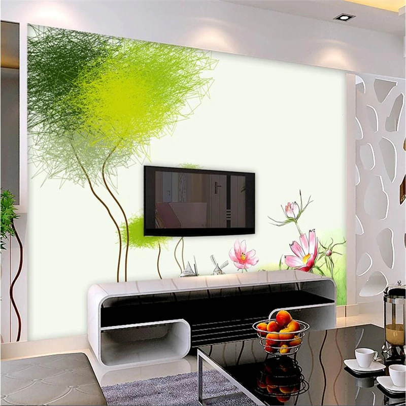 beibehang Custom photo wall  stickers abstract green woods landscape TV wall papel de parede 3d para sala atacado wall paper