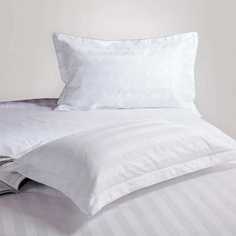 Pillowcase 5 Star Hotel Smooth Glossy Cover Full 100% Cotton White Parallel Line Cottons Bed Cloth Hotel Application Pillow Case