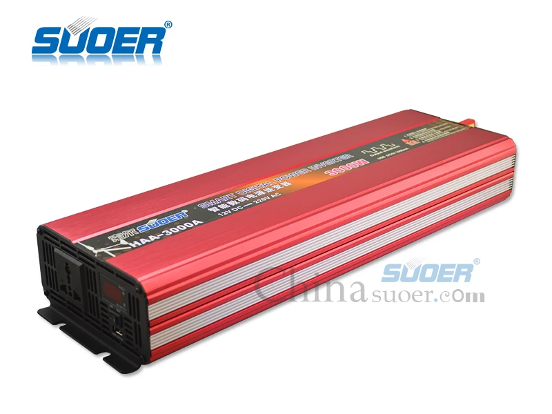 Suoer【 Modified Sine Wave Inverter 】 smart digital power inverter 3000W 12v 220v  solar power inverter(HAA-3000A)