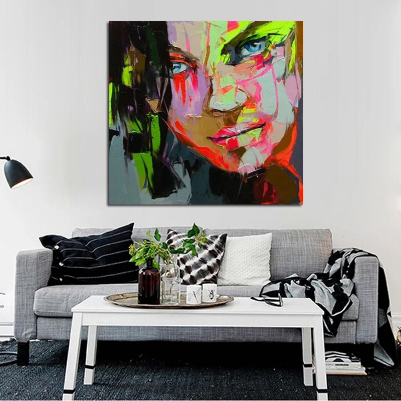 large canvas Handpainted Beauty Art Modern  Oil painting Charming Lady face Pictures On Canvas Wall Art  Portraits Pictures