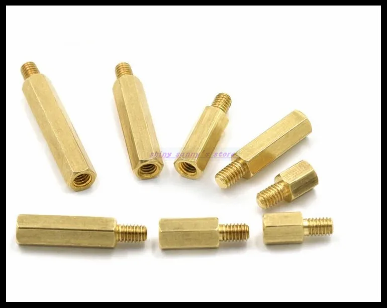 Conector hexagonal de cobre com rosca, m3x5 + 6 --- m3x50 + 6mm