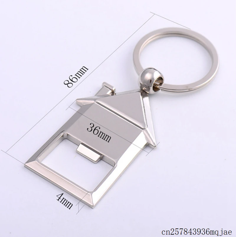 300pcs House Shaped Bottle Opener Keychain Warm Home Key Chains Wine Beer Openers Metal key holder