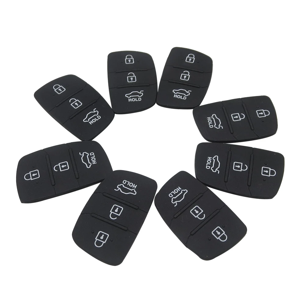 OkeyTech 50pc/lot3 Buttons Rubber For Hyundai Ix35 or For Kia key sportage 2016 3 rio k2 Pad Mistra flip folding key shell Cover