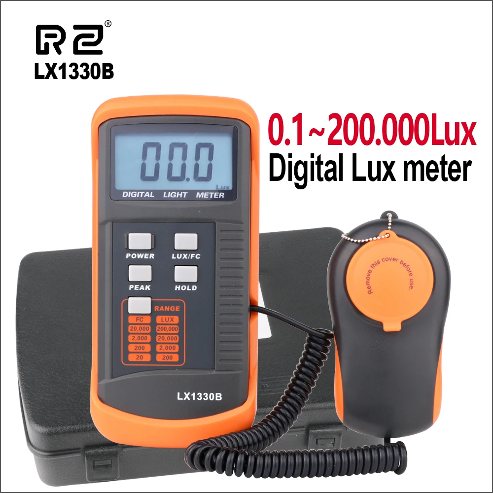 RZ Digital lux Meter 200,000 Lux Digital LCD Light Meter Measuring Tools LX1330B