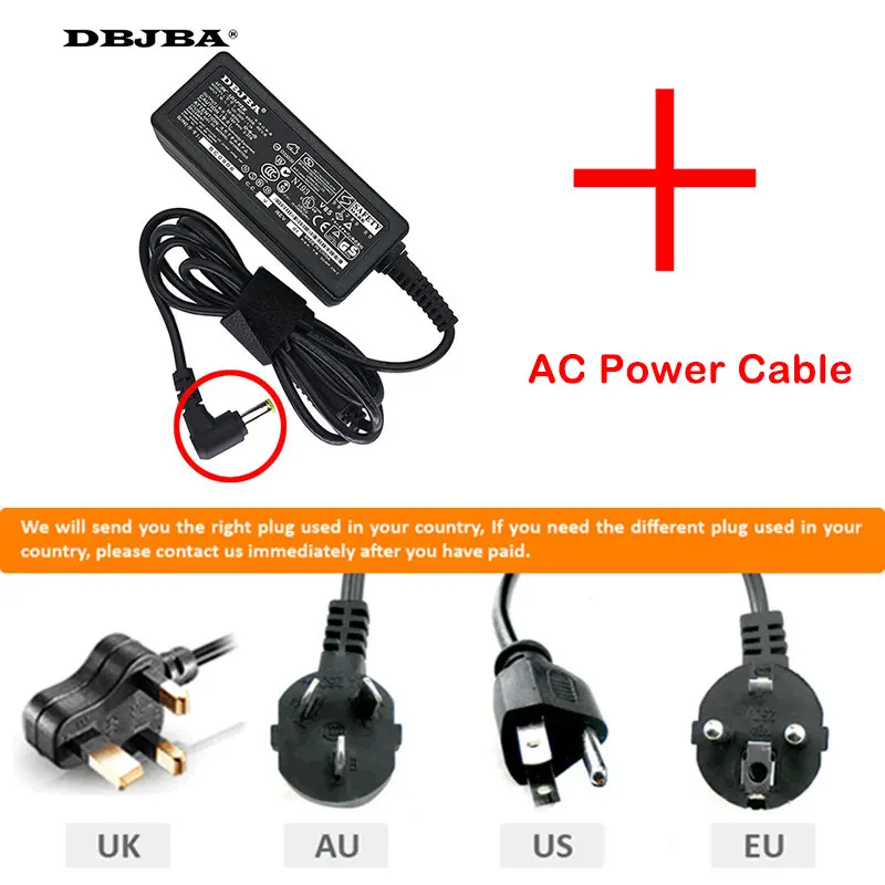 ACER 19V 2.37A 45W 3.0/0.043 in Slim Pin Adaptador de CA para Acer A