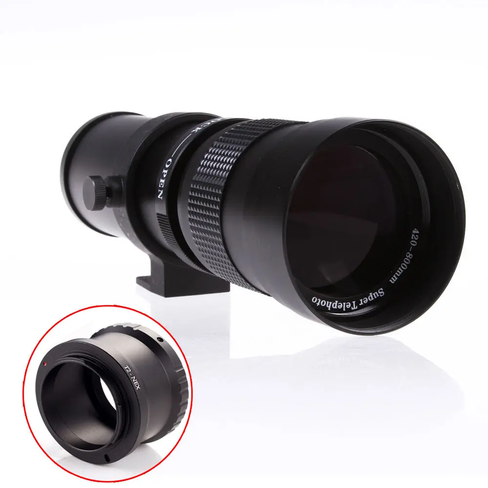 

420-800mm F/8.3-16 Telephoto Zoom Lens + T Mount T2 Adapter for Camera Sony E-Mount NEX 3 5 6 7 A7S Cameras