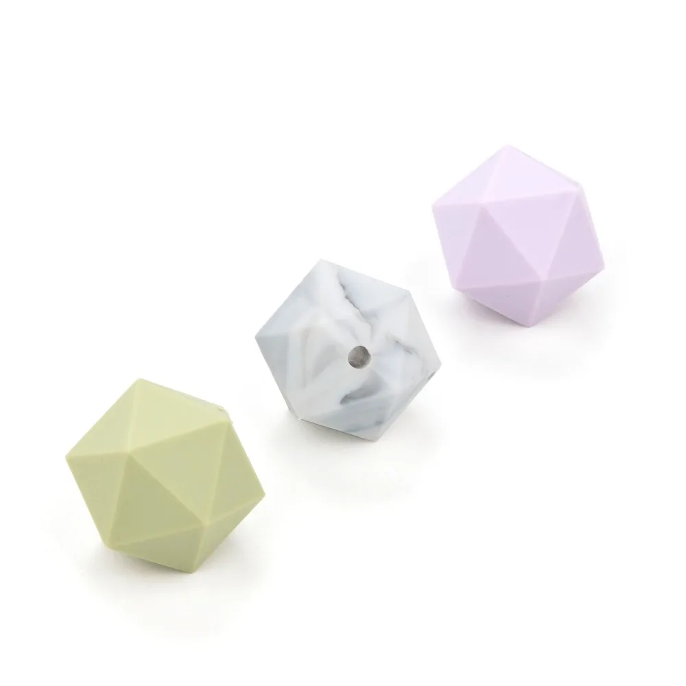 Silicone Beads For Teething Necklace Jewelry DIY Icosahedron Beads Better Than Hexagon 50pieces/lot