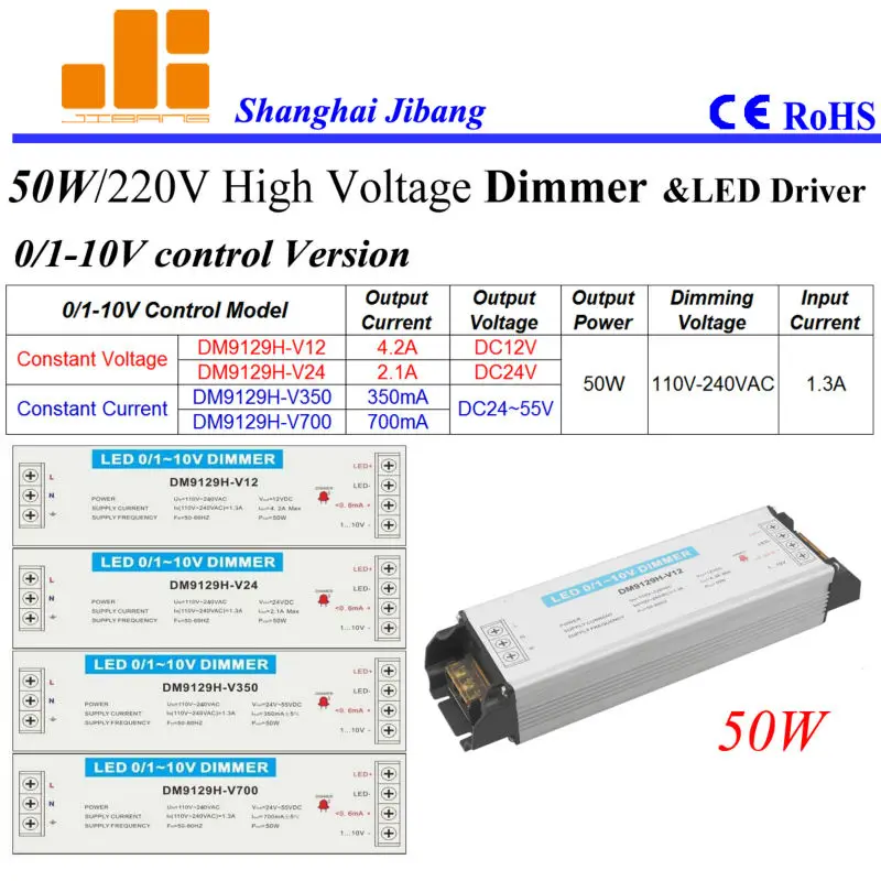 Free Shipping 50W/110V-240V/ 0-10V dimmers, 0/1-10V signal Dimmable,  Detail Refer to Specification  pn:DM9129H-V series