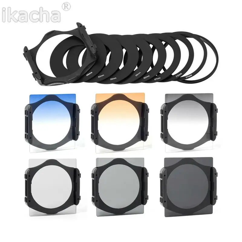 6pcs ND2 4 8 + Graduated Grey Orange Blue + 9pcs Adapter Filter For Cokin P Set