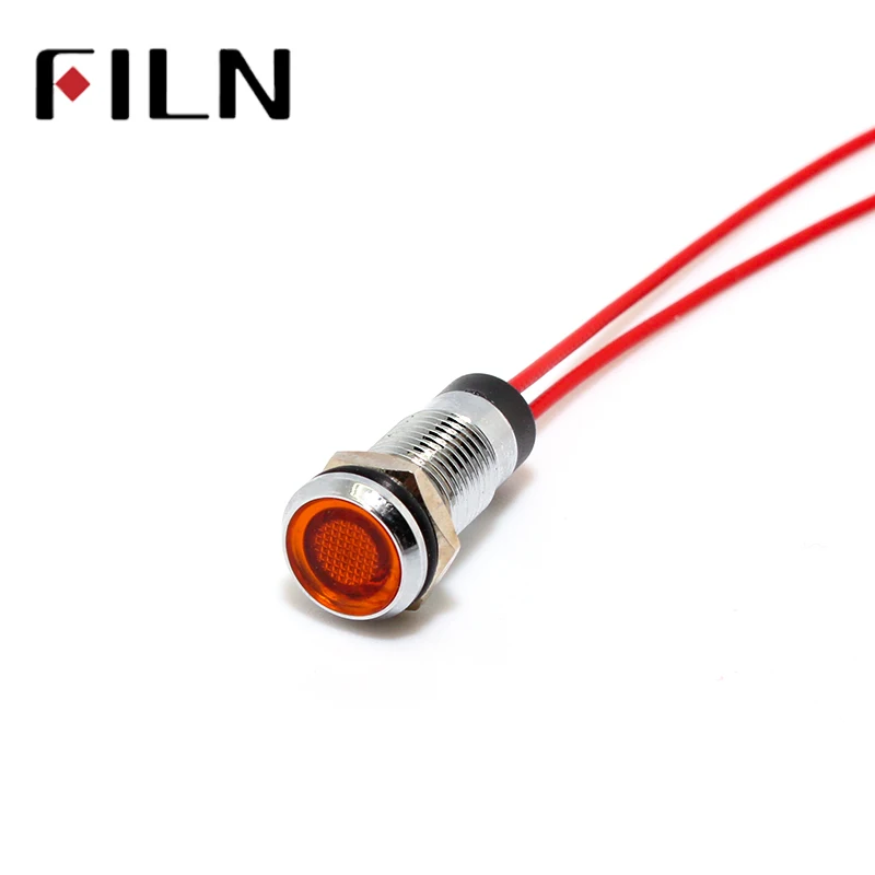 FILM 8mm Panel rot gelb blau grün weiß 12V 110V 24V 220V LED Metall Pilotlampe mit 20cm Kabel