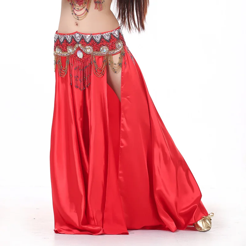 Performance Belly Dance Costume Saint Skirt 2-sides Slits Skirt Sexy Women Oriental Belly Dance Skirt Female Dance Clothes Skirt