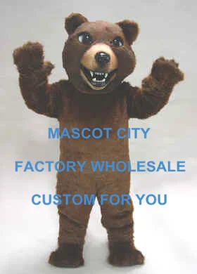 

Brown Grizzly Bear Mascot Adult Costume Deluxe Material Custom Bear Mascotte Outfit Suit Fancy Dress EMS FREE SHIP SW505