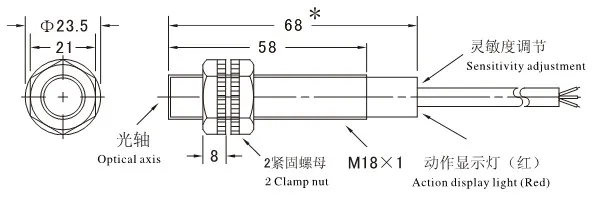E3F-DS30C4 Näherungsschalter Fotoelektrischer Sensor NPN PNP DC5-36V 30cm Erfassungsbereich Einstellbar E3F-DS30P1/P2/C2/Y1 – Detail 6