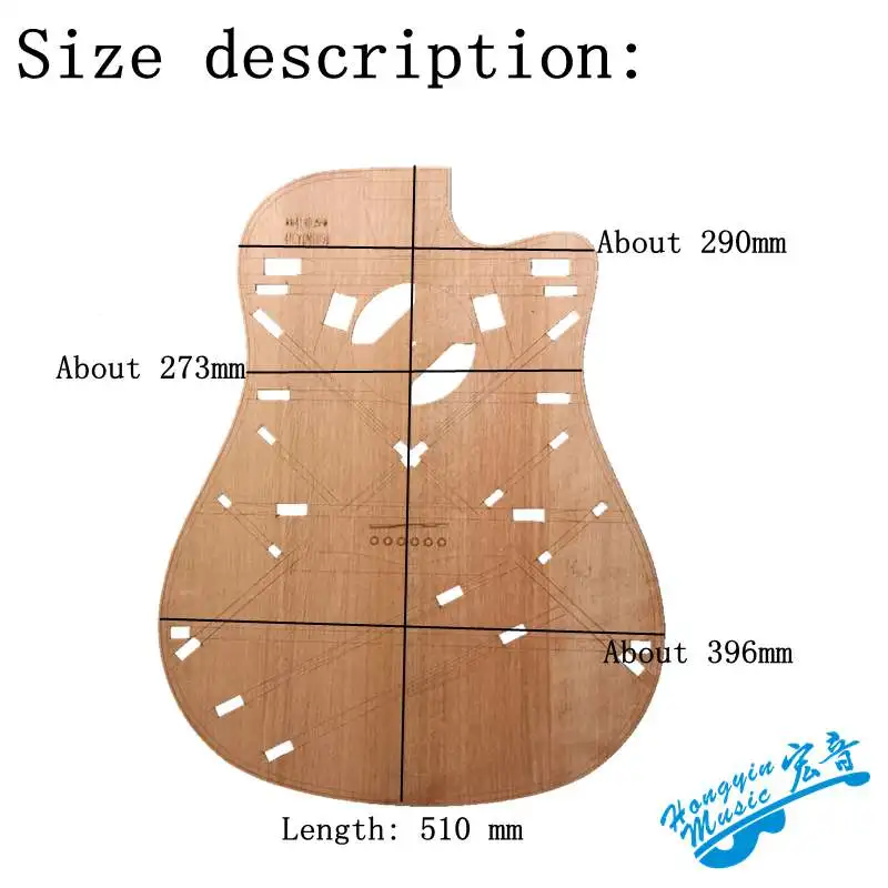 41-inch D-type acoustic guitar wooden template Guitar making mold tool outline sound hole beam position map