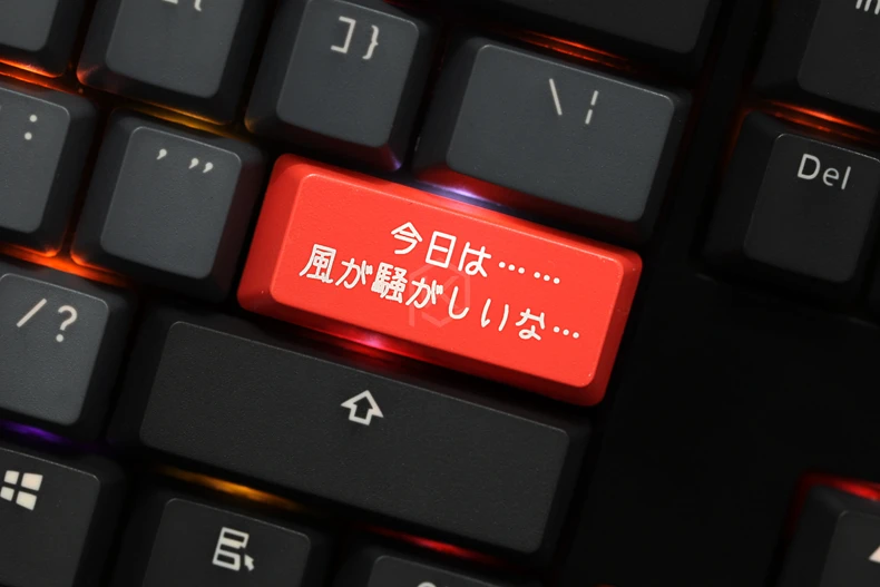 Novelty Shine Through Keycaps ABS Etched, Shine-Through how noisy the wind is today black red custom mechanical keyboard enter