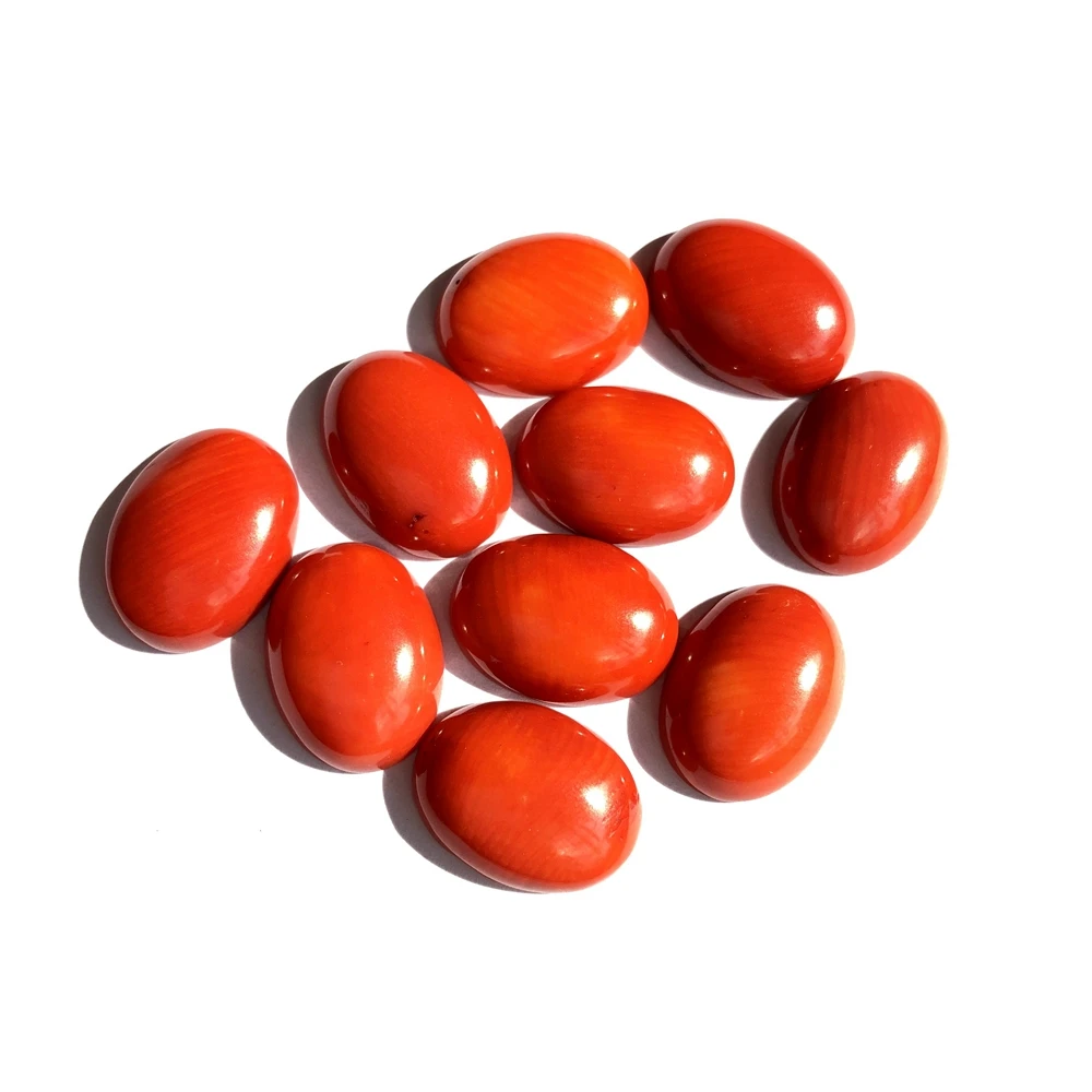 Wholesale Natural Orange Red Coral Bead Cabochon Jewelry Ring Face 3pcs/lot 12x16mm Oval Gem stone Beads Cabochons