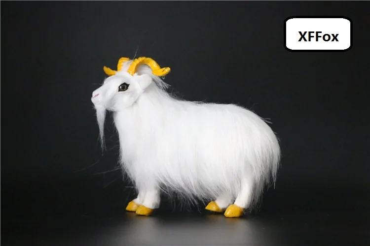 cute simulation goat model polyethylene&furs small real life yellow Shofar sheep gift about 19x16cm xf2108