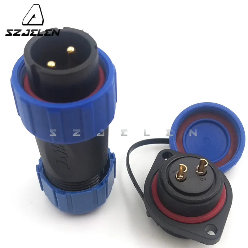 SP2110/SY2113, IP68  2 Pins Waterproof Cable Connector Panel Screws Fixed Installationplug & Socket   21mm  Rated Current 30A