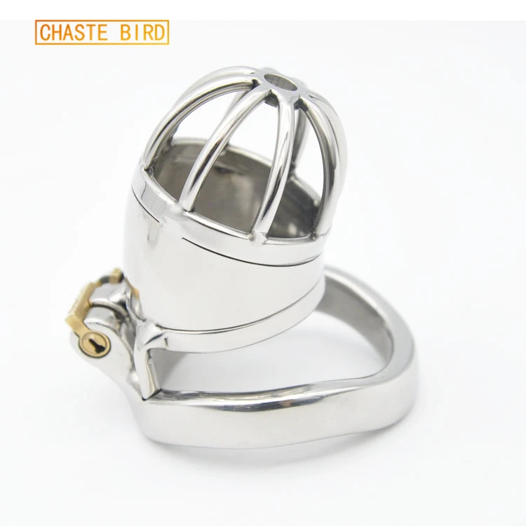 CHASTE BIRD Male Stainless Steel Cock Cage Penis Ring Chastity Device catheter with Stealth New Lock Adult Sex Toys A277