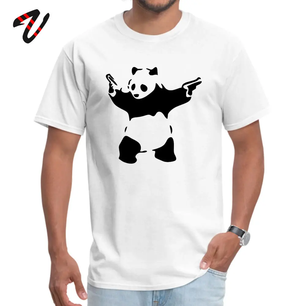 Men Tshirt Banksy Panda Guns Crewneck T-shirts VALENTINE DAY Tops Tees Short Sleeve Coupons Cotton T Shirt Simple Style Camiseta