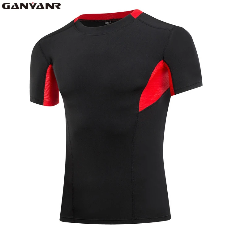 

GANYANR Brand Dry Fit Men Running T Shirts Compression T Shirt Short Sleeve Man Bodybuilding Undershirt Fitness Sport Quick Dry