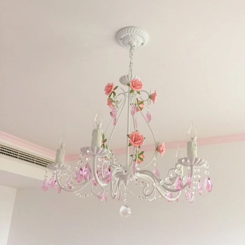 Pink Rose Wedding Chandelier Lighting Restaurant Chandeliers Crystal Lamp Ceiling Bedroom Chandelier Modern Lustre Crystal Light