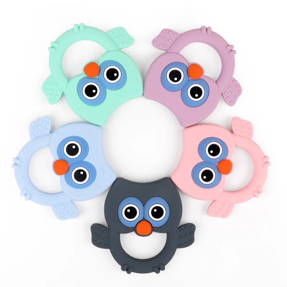 TYRY.HU 1PC Cute Original Silicone Owl Teether Pendant BPA Free Silicone Teether Toys For Nursing DIY Necklace Making Teether