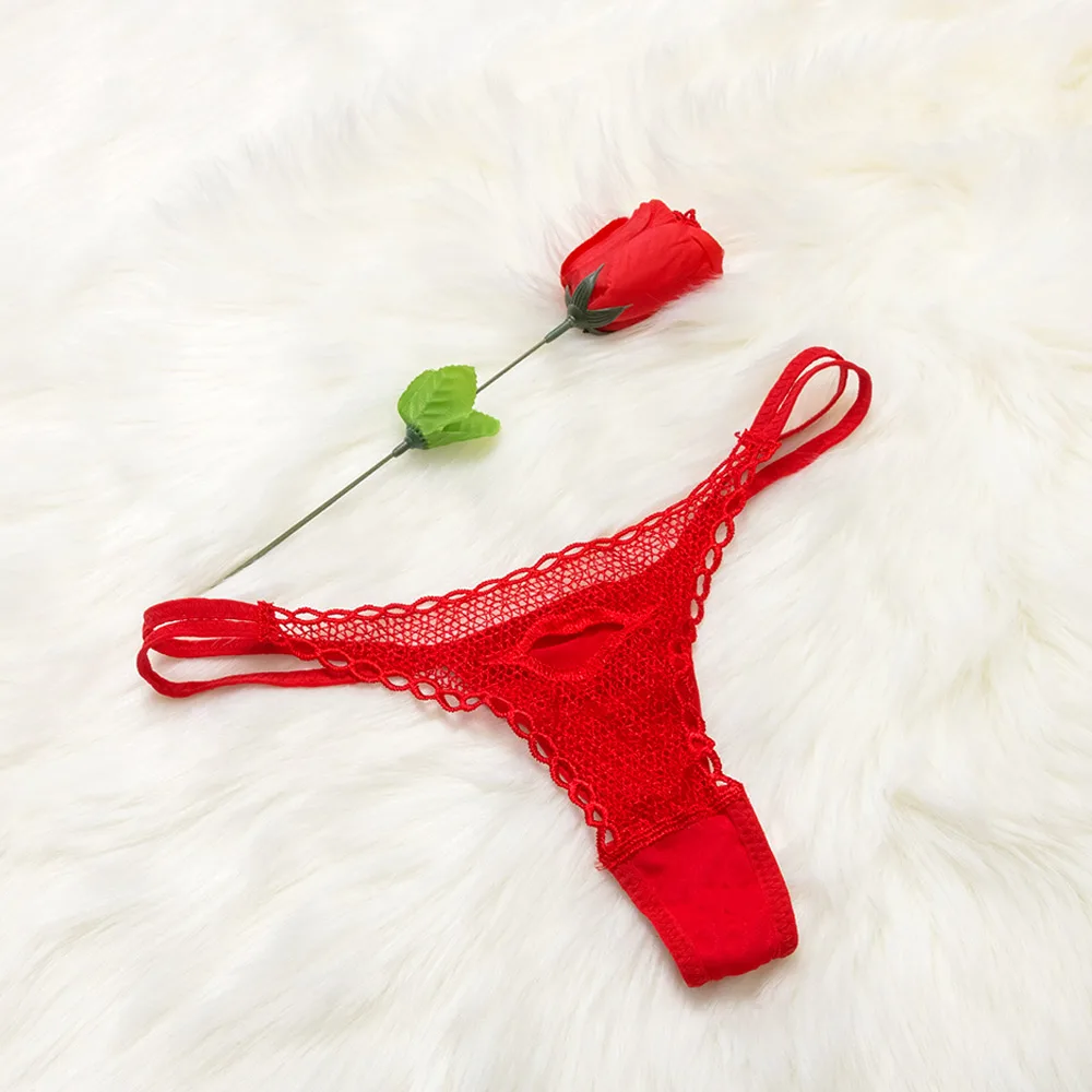 New lady Sexy G String Women\'s Panties Red  Thongs Ladies Roses Lace Lingerie Women\'s Underwear