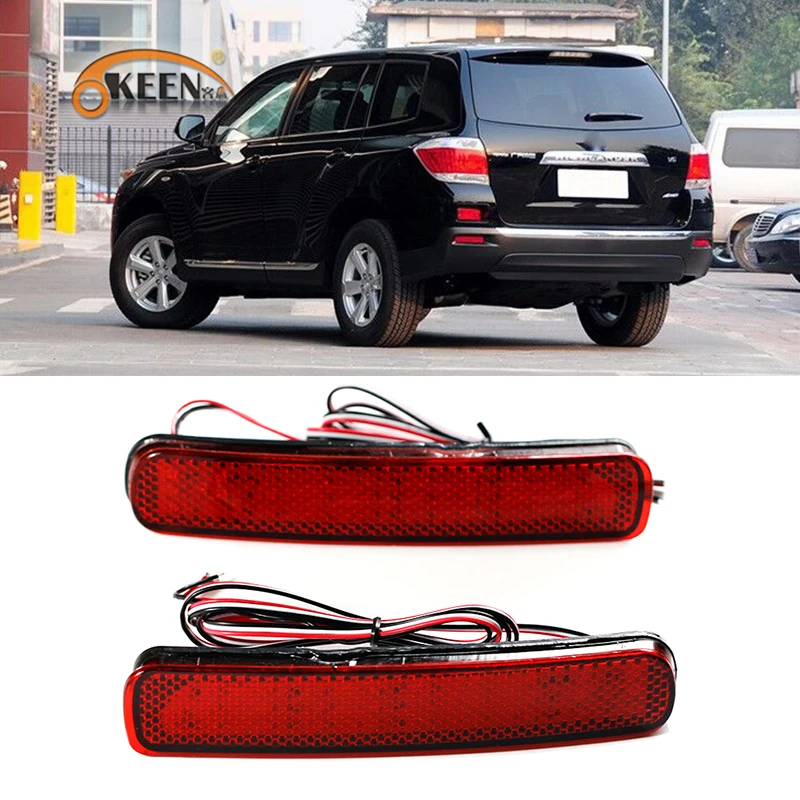 

OKEEN 2pcs LED Rear Bumper Reflector Light for Toyota Highlander 2011 2012 2013 Turn Signal Warning Brake Light 12V 6W Tail Lamp