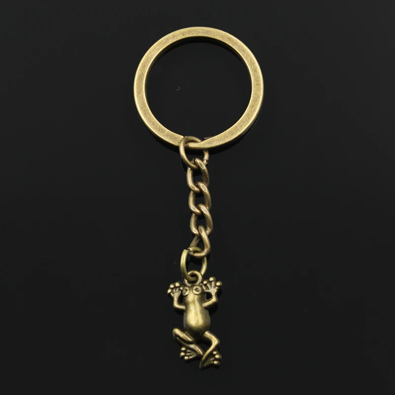 Fashion 3cm Key Ring Metal Key Chain Keychain Jewelry Antique Bronze Silver Color Plated Frog 21x12mm Pendant