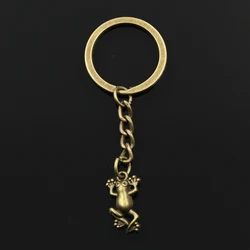 Fashion 3cm Key Ring Metal Key Chain Keychain Jewelry Antique Bronze Silver Color Plated Frog 21x12mm Pendant