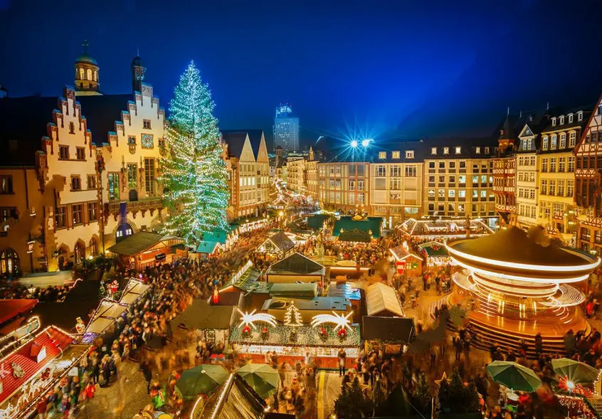 german christmas Traditional Market Historic Center  Frankfurt city backdrop  Computer print party background