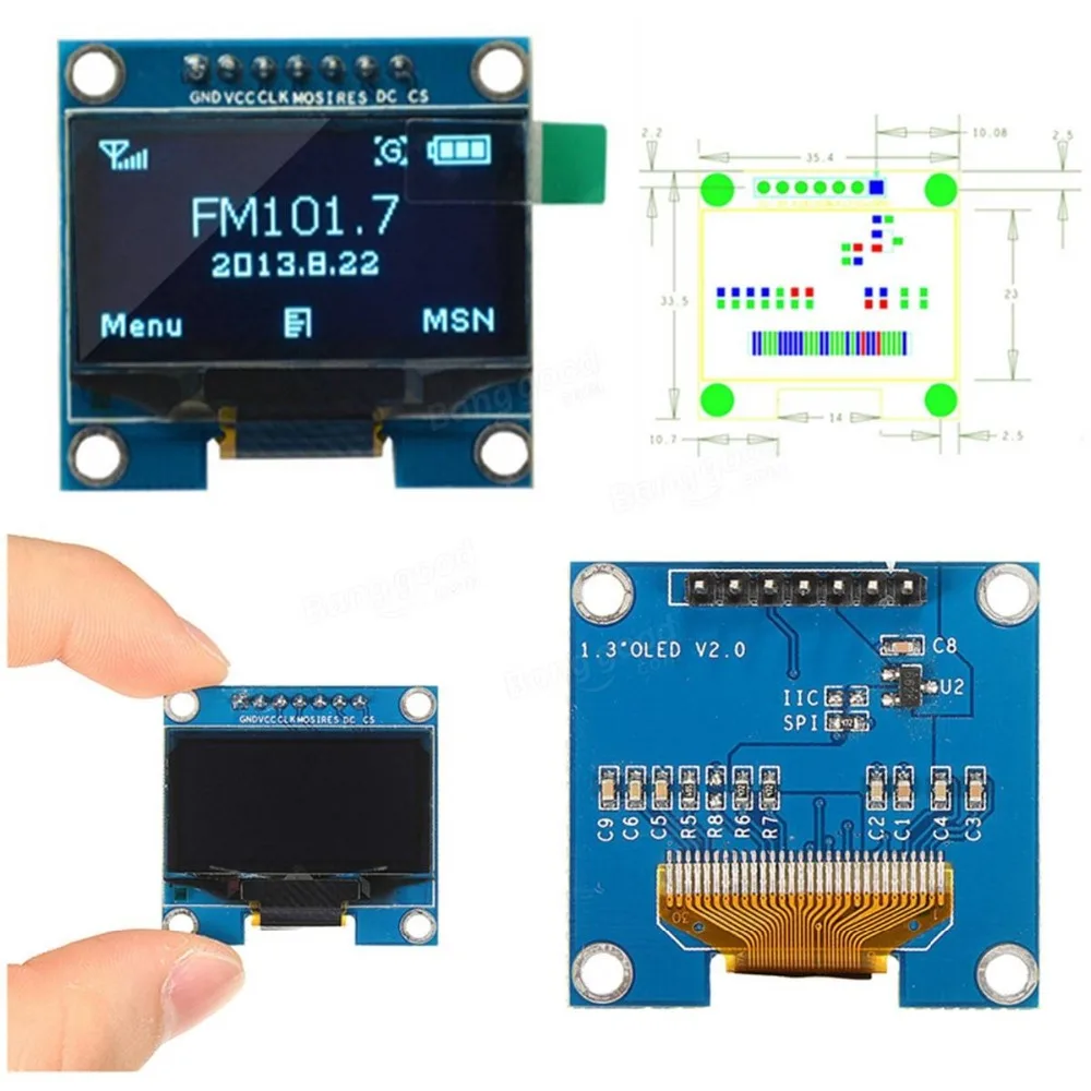 1.3 inch 128X64 OLED display module Blue 7 Pins SPI interface DIY oled screen diplay compatible for Arduino