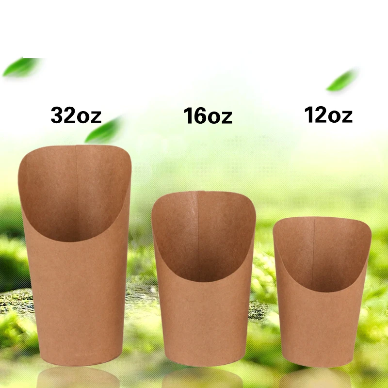 

100pcs Kraft paper French fry cups, french fries scoop cup, bubble waffle paper cups