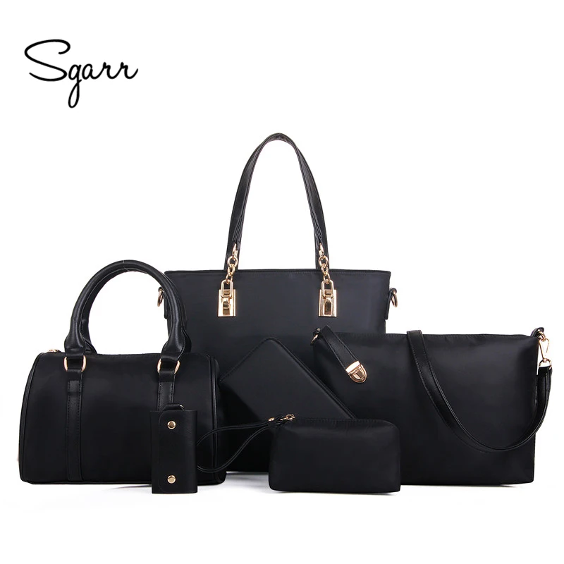 SGARR Luxury Women Handbag Shoulder Bags Fashion Nylon 6 Pieces Sets Composite Bags Large Capacity Tote Bag For Women Clutch