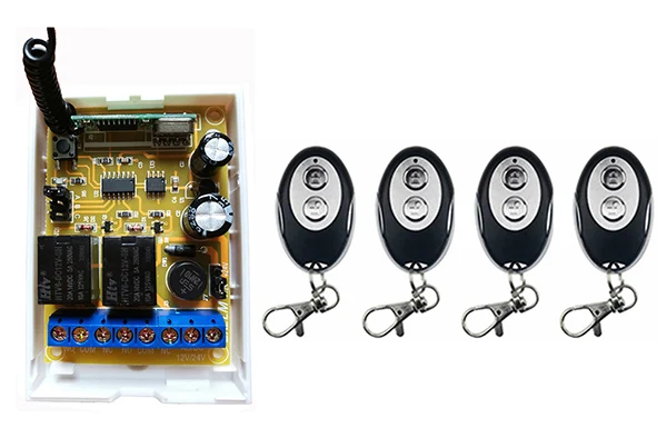 DC12V DC24V 2CH RF Wireless Remote Control Switch System Receiver +ellipse shape Transmitters Learning code / window/Garage Door