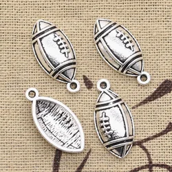 30pcs Charms Rugby Football 22x10mm Antique Silver Color Pendants DIY Necklace Crafts Making Findings Handmade Tibetan Jewelry