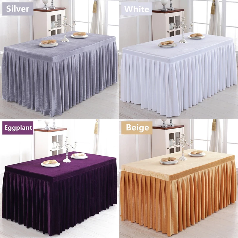 Solid Flannel Rectangle Hotel Banquet Table Skirt With Table Cover For Cocktail arty Meeting Conference Reception Table Cover