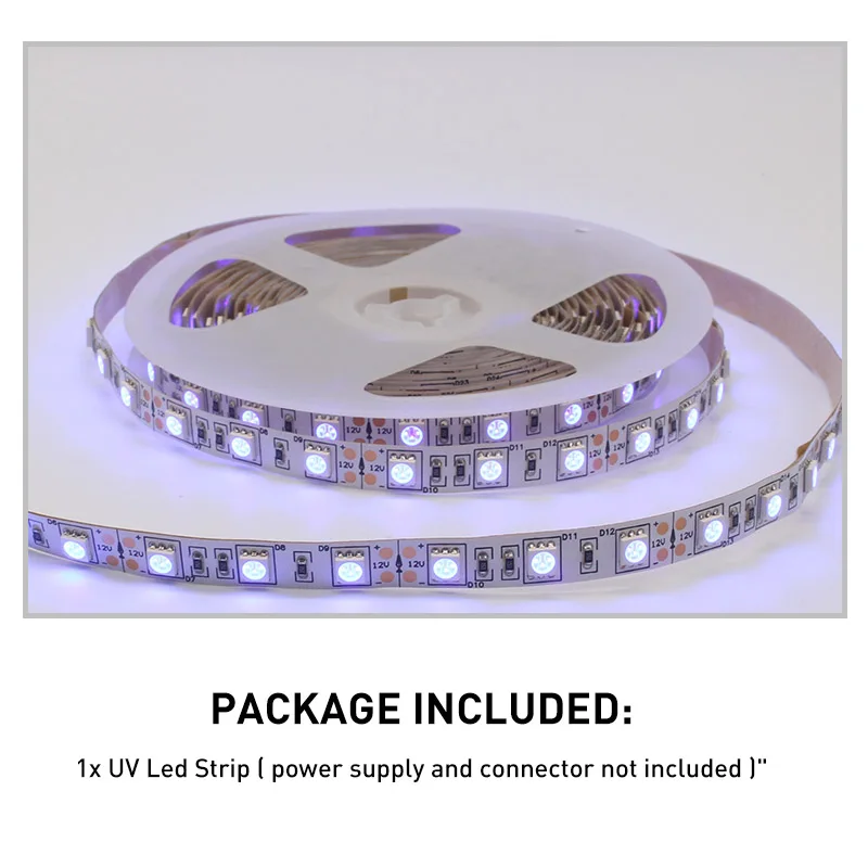 Tira de luces LED UV ultravioleta 5050 SMD, cinta Flexible púrpura impermeable de 0,5-5M, lámpara DC12V 395-405nm para DJ fluorescente