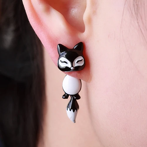 1Pc Women's Chic Cute 3D Fox Ear Stud Gift Party Lovely Cartoon Animal Earring