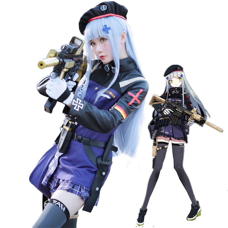 

Game Girls' Frontline hk416 Cosplay Costume clothes wig and bag set Halloween Carnival Outfit For Women Girls