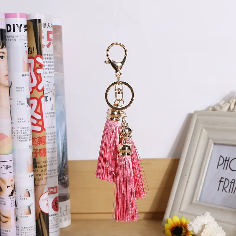 Hot Sale Gold Color Tassels Key Chains Ring Woman Fashion Handbag Charms Men Car Keyring Trinket Pendant Wedding Fringe Keychain