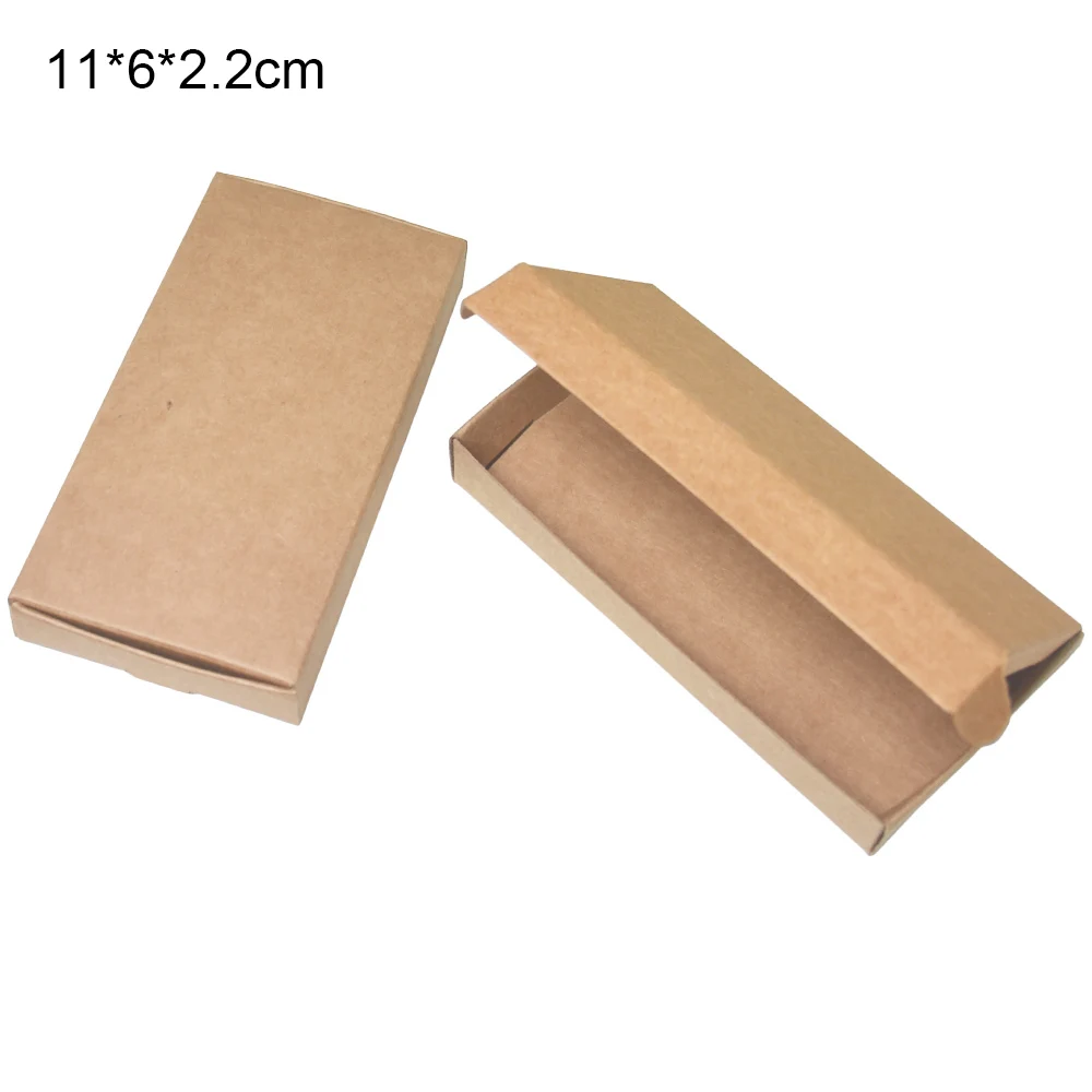 

50pcs/lot 11x6x2.2cm Brown Kraft Paper Gift Box Wedding Candle Storage Box Candy Jewelry Package Paperboard Handmade Soap Boxes