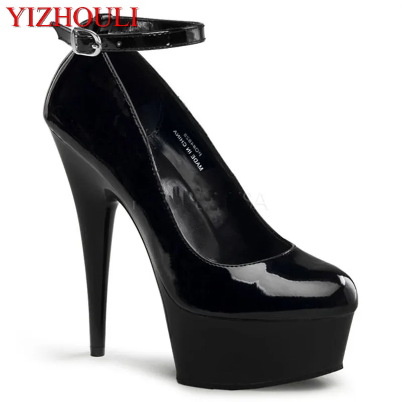 

Sexy model stage performance heels, 15cm super high heels. Waterproof table lacquer PU fashion single shoes