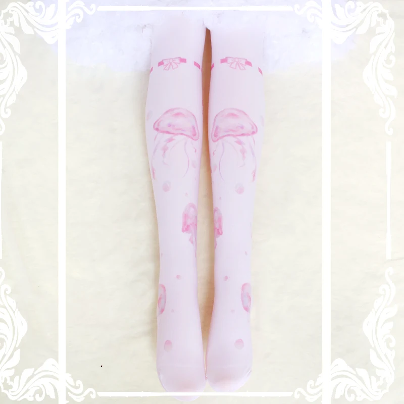 Japanese sweet Lolita tights jellyfish print Lolita stockings cute soft cute sister Yang accessories decorative bottoming tights