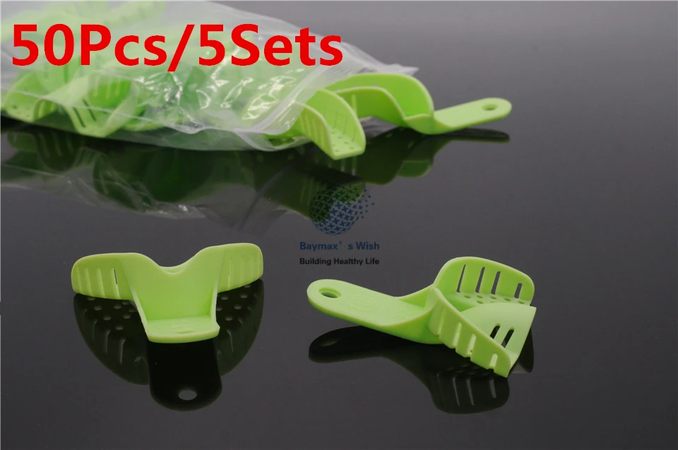 50Pcs Impression Trays Autoclavable Plastic Green Central Supply Dentist Lab